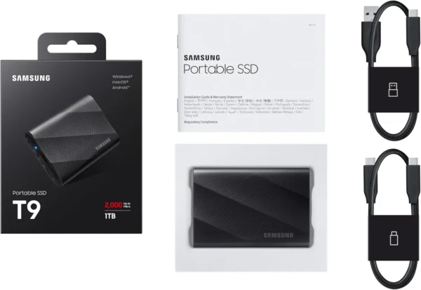 SAMSUNG T9 Portable SSD 4TB, USB 3.2 Gen 2x2 External Solid State Drive, Seq. Read Speeds Up to 2,000MB/s for Gaming, Students and Professionals,MU-PG4T0B/AM, Black (pack of 1) - Image 4